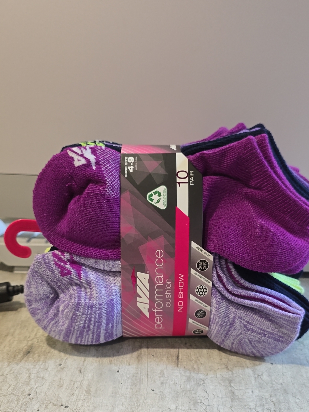 Avia Performance Cushion No-Show Socks - Purple Mix - 10 Pair